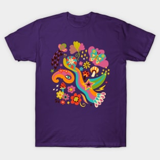 Psychedelic 70s disco tripping - fun retro design by Cecca Designs T-Shirt